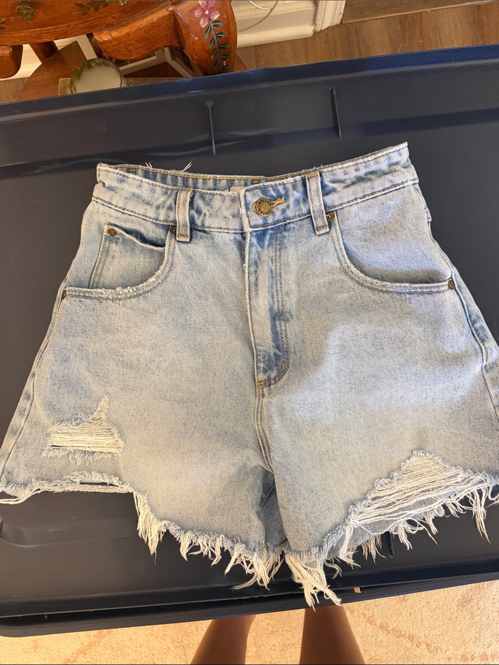 ROLLA'S Light Blue Distressed Denim Shorts